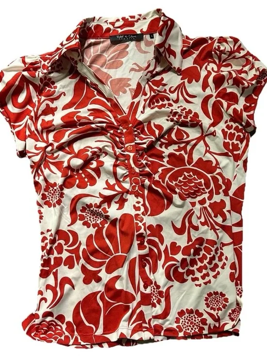 Women’s Violet & Claire Short Sleeve Button Down Shirt Size Large - Picture 1 of 2